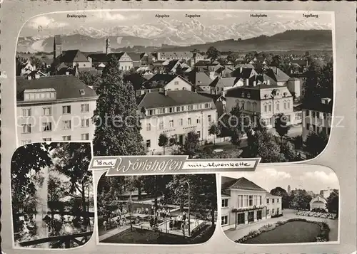 Bad Woerishofen Stadtbild mit Alpenkette Kurpark Wassertretstelle Kurhaus Kat. Bad Woerishofen