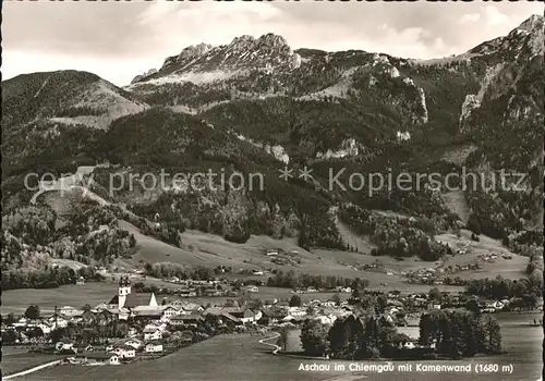 Aschau Chiemgau Gesamtansicht mit Kampenwand Chiemgauer Alpen Kat. Aschau i.Chiemgau