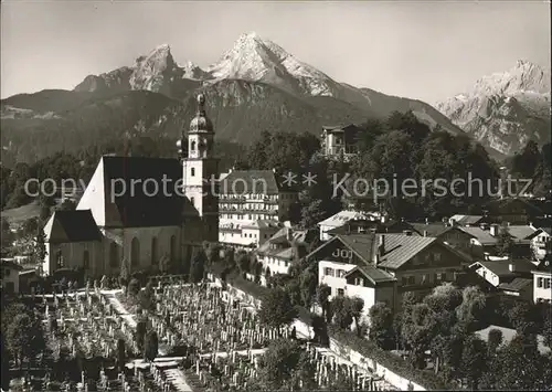 Berchtesgaden Franziskanerkirche Unsere lieben Frauen am Anger mit Watzmann Kat. Berchtesgaden