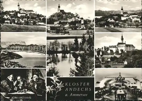 Andechs Teilansichten mit Kloster am Ammersee Alpenblick Edelweiss Moench Kat. Andechs