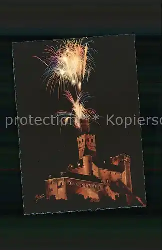 Marksburg Feuerwerk an der Burg Kat. Braubach