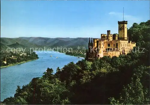 Stolzenfels Burg Stolzenfels Blick ueber den Rhein Kat. Koblenz