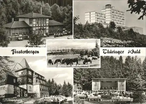 Finsterbergen Steigermuehle FDGB Erholungsheim Wilhelm Pieck Konzertplatz Spiessberghaus Kuhherde Rennsteig Kat. Finsterbergen Thueringer Wald