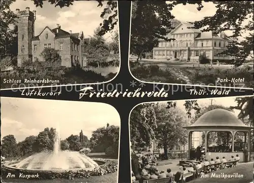 Friedrichroda Schloss Reinhardsbrunn Parkhotel Kurpark Fontaene Musikpavillon Kat. Friedrichroda