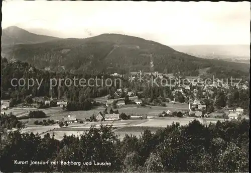 Jonsdorf Panorama mit Buchberg und Lausche Zittauer Gebirge Kat. Kurort Jonsdorf