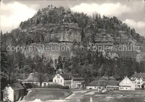 Oybin Berg Oybin mit HOG Voelkerfreundschaft Gaststaette Zittauer Gebirge Kat. Kurort Oybin