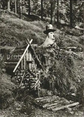 Oberwiesenthal Erzgebirge Quellhaeuschen und Wurzelmann am Fichtelberg Kat. Oberwiesenthal