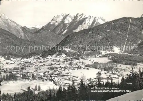 Seefeld Tirol Panorama gegen Grosslift Rosshuette Wintersportplatz Wettersteingebirge Kat. Seefeld in Tirol