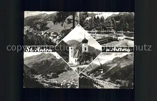 St Anton Arlberg Gesamtansicht Dorfkirche Schwimmbad Bergbahn Kat. St. Anton am Arlberg