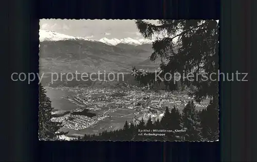 Spittal Drau Panorama mit Millstaettersee und Reisseckgruppe Hohe Tauern Kat. Spittal an der Drau