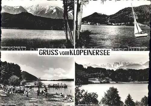 St Kanzian Klopeiner See Panorama mit Hochobir Karawanken Segelboot Strandbad Unterburg Kat. St. Kanzian am Klopeiner See