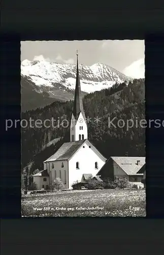 Weer Kirche gegen Kellerjoch Tuxer Alpen Kat. Weer