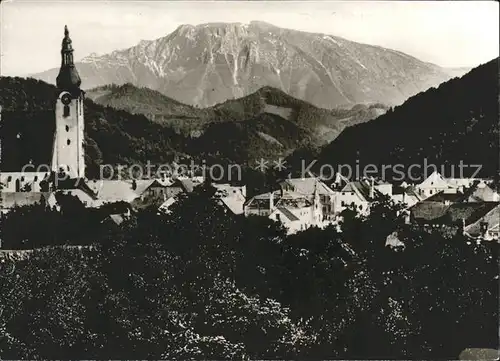 Purgstall Erlauf Ortsansicht mit Kirche Blick zum oetscher Ybbstaler Alpen Kat. Purgstall an der Erlauf