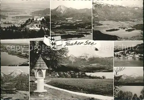 Faakersee und Umgebung Alpenpanorama Karawanken Bildstock Wappen Kat. Villach