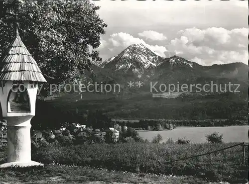 Faakersee Bildstock Panorama mit Mittagskogel Karawanken Kat. Villach
