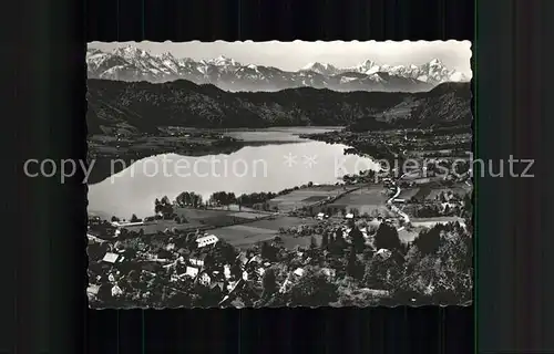 Steindorf Ossiacher See mit Bodensdorf Ossiach und Julische Alpen / Steindorf am Ossiacher See /Oberkaernten