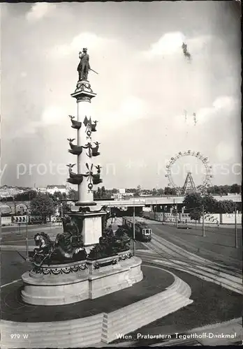 Wien Praterstern mit Tegetthoff Denkmal Kat. Wien