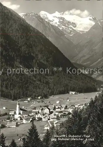 Neustift Stubaital Tirol Gesamtansicht gegen Stubaier Gletscher Kat. Neustift im Stubaital