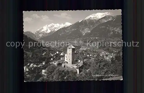 Landeck Tirol Gesamtansicht mit Parseierspitze Lechtaler Alpen Schloss Inntal Kat. Landeck