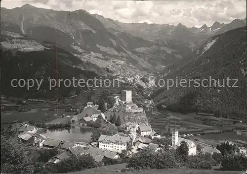 Ladis Gesamtansicht mit Alpenpanorama Samnaungruppe Kat. Ladis