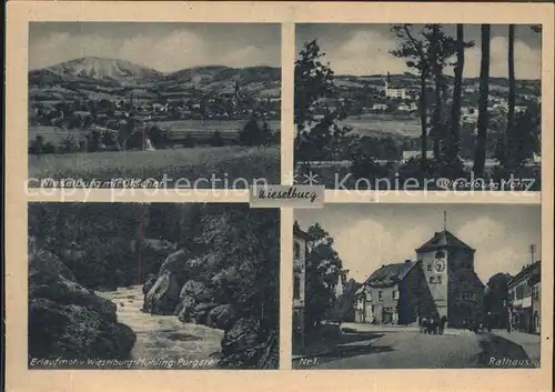 Wieselburg Panorama mit oetscher Ybbstaler Alpen Erlauf Motiv Rathaus Kat. Wieselburg