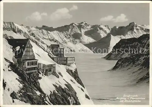 Jungfraujoch mit Aletschgletscher Berghaus Observatorium Kat. Jungfrau