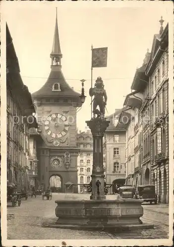 Bern BE Zaehringerbrunnen und Zeitglockenturm Kat. Bern