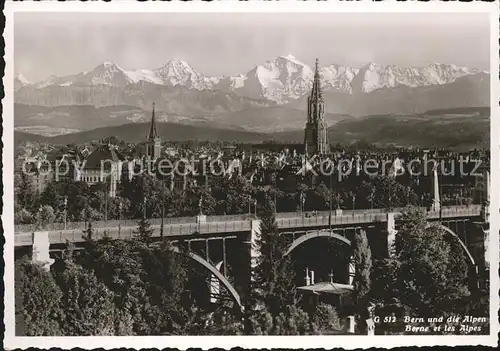 Bern BE Stadtblick mit Alpenpanorama Kat. Bern