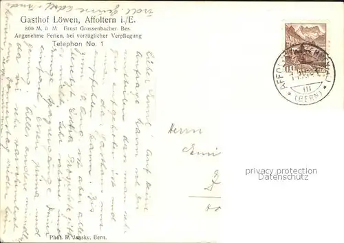 Affoltern Emmental Gasthof Loewen Kat. Affoltern Emmental