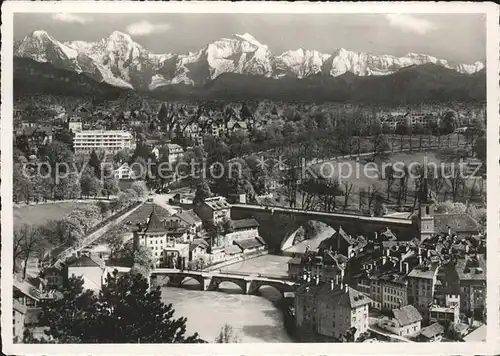 Bern BE Fliegeraufnahme Stadt Bruecken alpen Kat. Bern