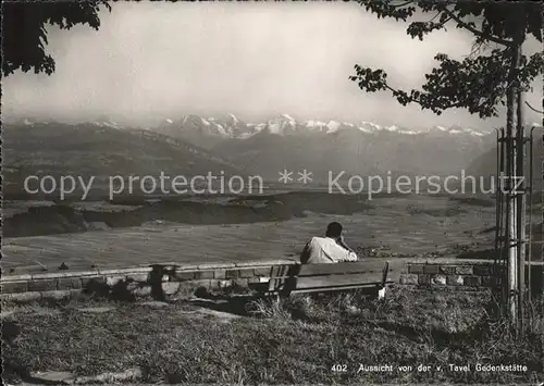 Riggisberg Aussicht von der Tavel Gedenkstaette Kat. Riggisberg