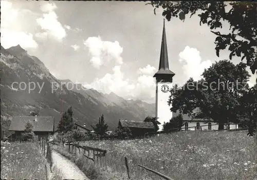 Boenigen Interlaken Kirche mit Rothornkette Kat. Boenigen Interlaken