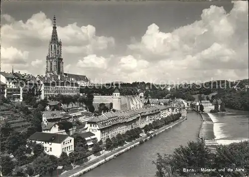 Bern BE Muenster und Aare Kat. Bern