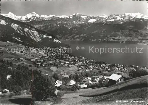 Sigriswil Panorama mit Thunersee und Alpen Kat. Sigriswil