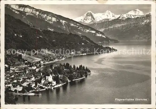 Oberhofen Thunersee Fliegeraufnahme Thunsersee Apen Kat. Oberhofen Thunersee