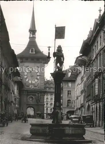 Bern BE Zaehringerbrunnen Zeitglockenturm Autos Kat. Bern