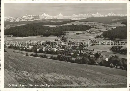 Zaeziwil Panorama mit Alpen Kat. Zaeziwil