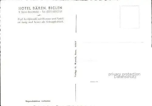 Biglen Fliegeraufnahme Hotel Baeren Kat. Biglen