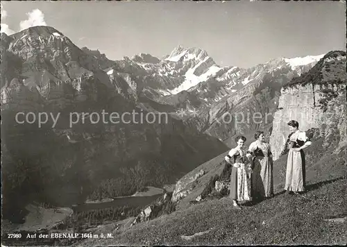 Ebenalp mit Seealpe Meglisalp Mattwies Altmann Trachtenfrauen Kat. Ebenalp