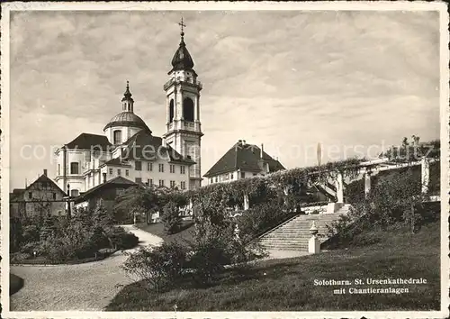 Solothurn St Ursenkathedrale mit Chantieranlagen Kat. Solothurn