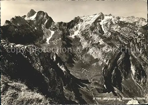 Weissbad Berggasthaus Meglisalp mit Altmann und Saentis Kat. Weissbad