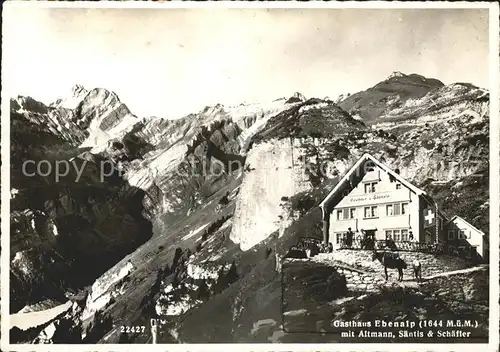 Ebenalp Gasthaus Ebenalp mit Altmann Saentis und Schaefler Kat. Ebenalp