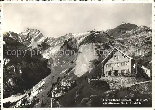 Ebenalp Berggasthaus mit Altmann Saentis und Schaefler Kat. Ebenalp