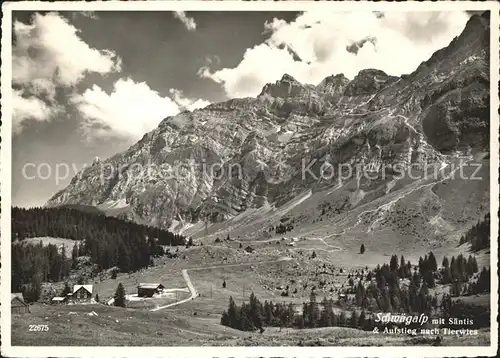 Schwaegalp mit Saentis und Aufstieg nach Tierwies Kat. Schwaegalp