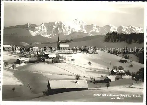 Schwellbrunn Winterpanorama mit Saentis Kat. Schwellbrunn