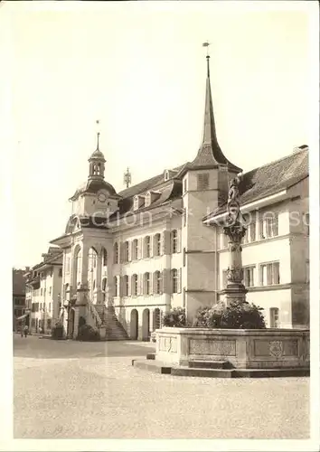 Zofingen Rathausplatz mit Niklaus Thut Brunnen Kat. Zofingen