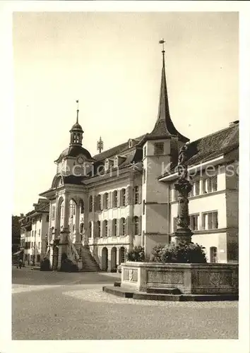 Zofingen Rathausplatz mit Nikolaus Thut Brunnen Kat. Zofingen