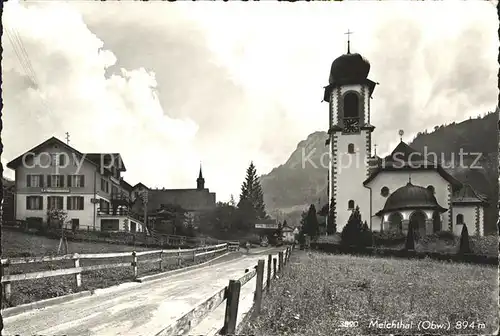 Melchtal Speisewirtschaft und Baeckerei Melchthal Kirche Kat. Melchtal