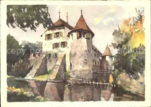 Hallwil Schloss Kuenstlerkarte Kat. Hallwil