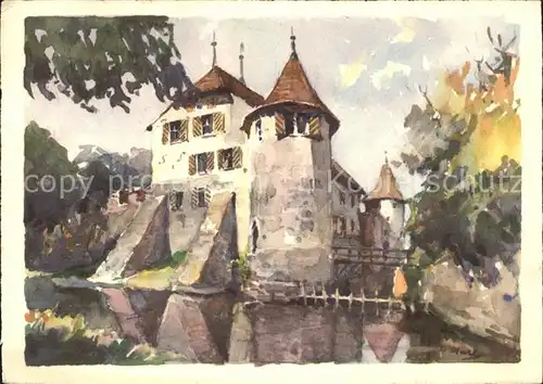 Hallwil Kuenstlerkarte Schloss Kat. Hallwil